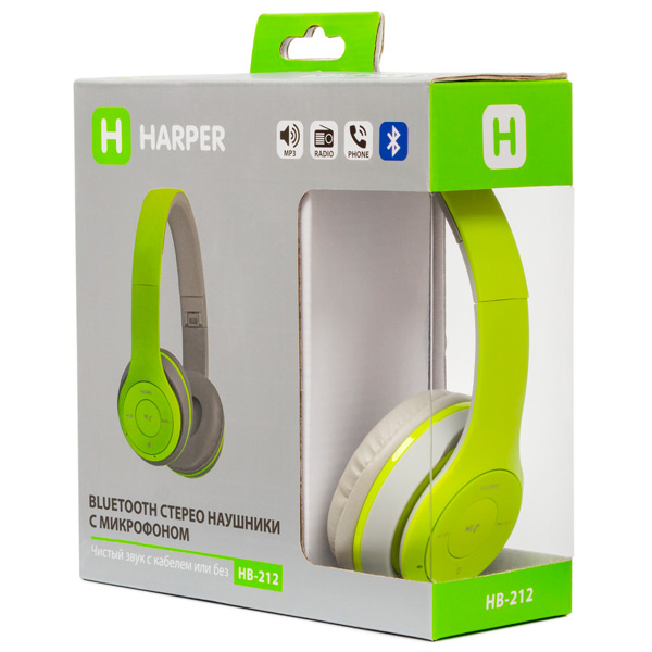 Наушники Bluetooth с MP3 Harper HB-212 Green